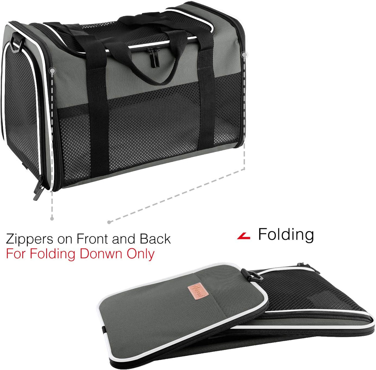 Portable Soft-Sided Cat and Dog Carrier, Airline Approved for Pets Up to 22 lbs, Foldable Design