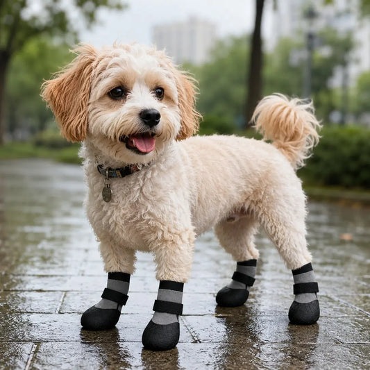 Set of 4 Waterproof Dog Boots - Silicone Non-Slip, Wear-Resistant Pet Footwear for Outdoor Activities, Versatile Paw-Protecting Booties