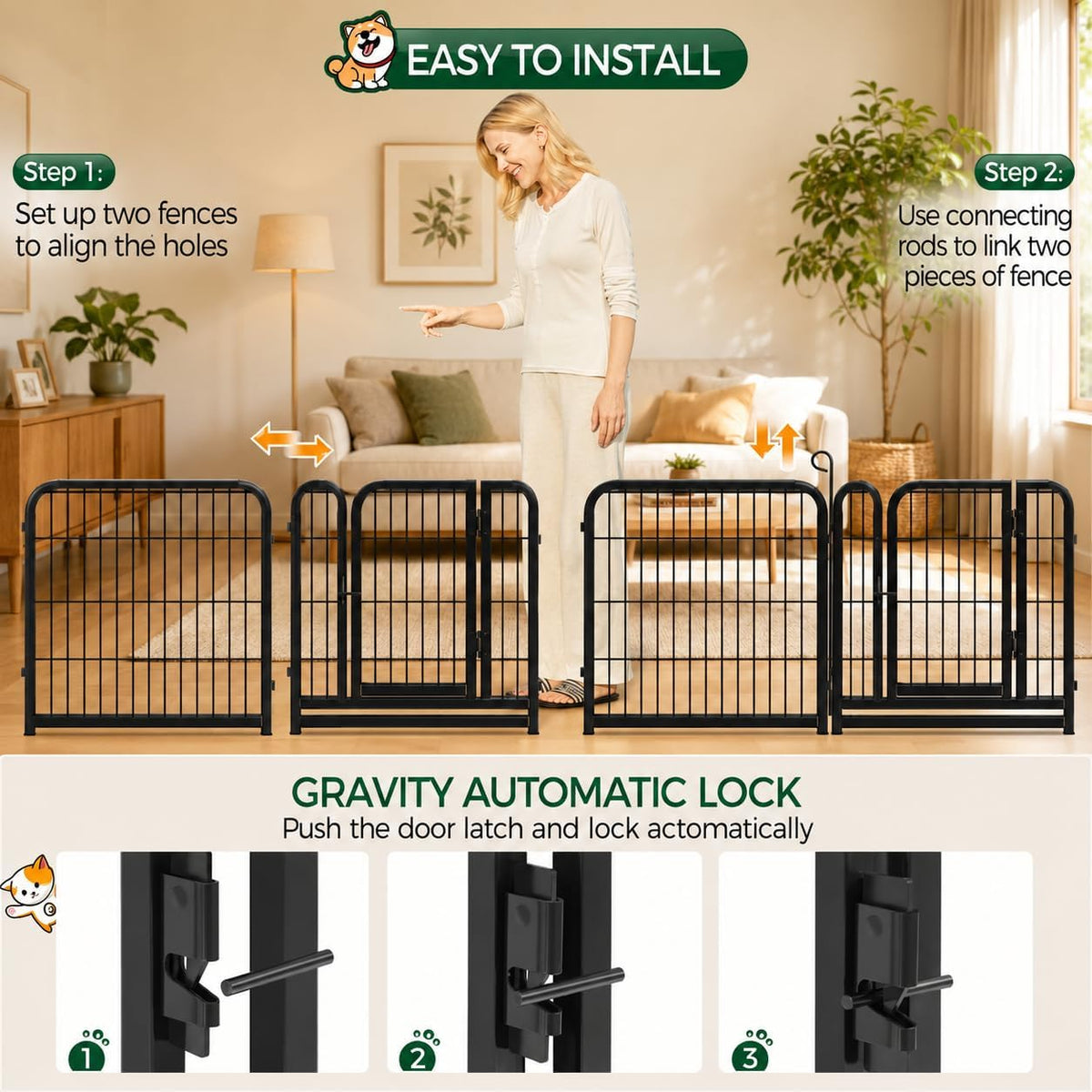 24-Inch 16-Panel Dog Playpen - Indoor and Outdoor Pet Fence for RV and Camping