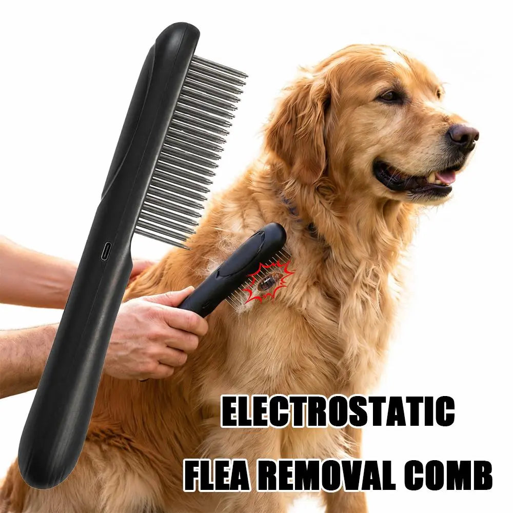 Stainless Steel Flea Comb for Dogs and Cats - Efficient Grooming Tool for Fur Detangling, Travel-Sized for Puppies and Kittens, Suitable for Long and Short Hair Removal