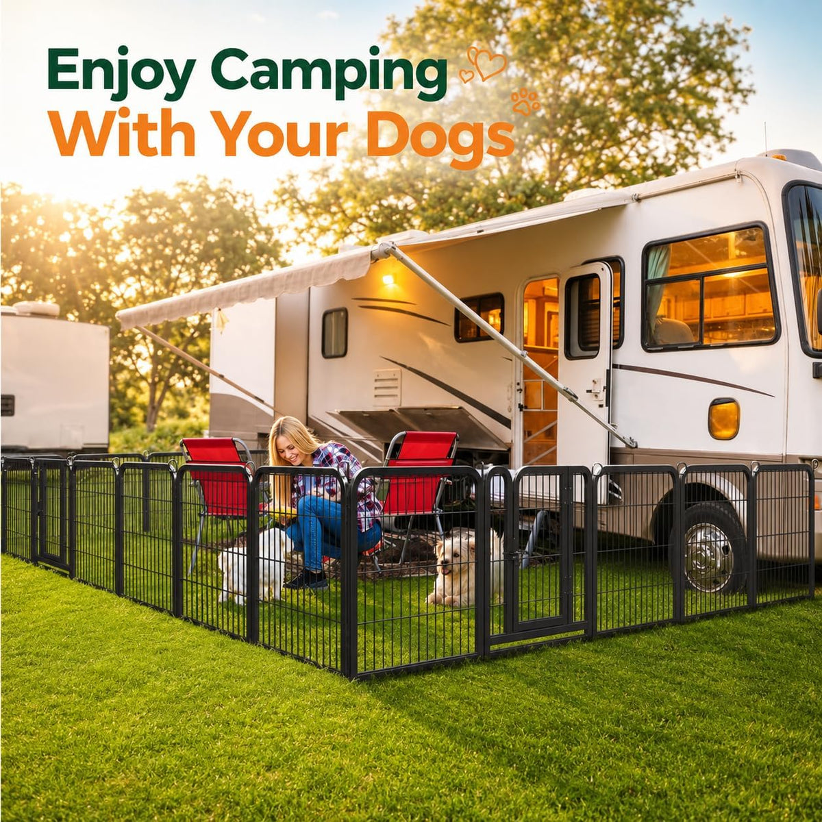 24-Inch 16-Panel Dog Playpen - Indoor and Outdoor Pet Fence for RV and Camping