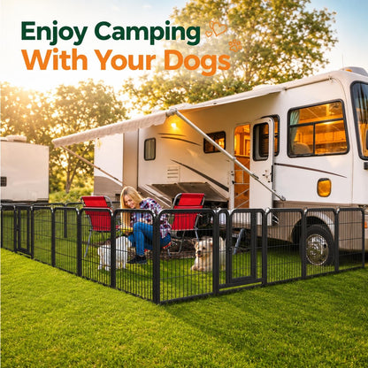 24-Inch 16-Panel Dog Playpen - Indoor and Outdoor Pet Fence for RV and Camping