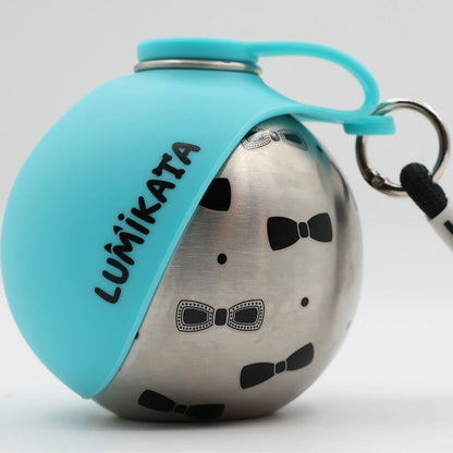 Lumikata 2-in-1 Portable Dog Water Bottle - 10 oz Stainless Steel with Silicone Foldable Bowl, Leak-Proof Design for Small Dogs and Pet Feeding Needs