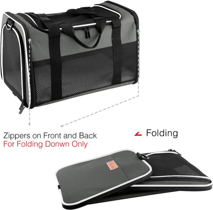 Portable Soft-Sided Cat and Dog Carrier, Airline Approved for Pets Up to 22 lbs, Foldable Design
