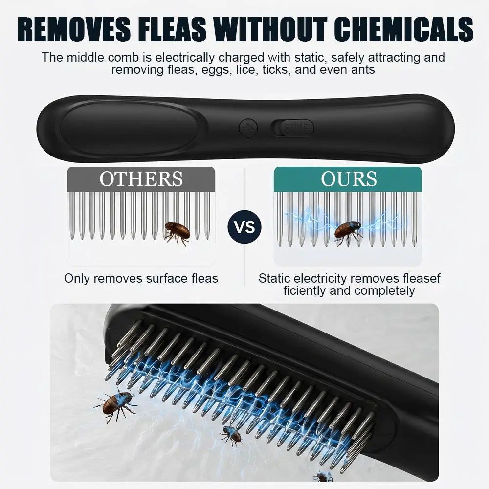 Stainless Steel Flea Comb for Dogs and Cats - Efficient Grooming Tool for Fur Detangling, Travel-Sized for Puppies and Kittens, Suitable for Long and Short Hair Removal