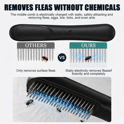 Stainless Steel Flea Comb for Dogs and Cats - Efficient Grooming Tool for Fur Detangling, Travel-Sized for Puppies and Kittens, Suitable for Long and Short Hair Removal