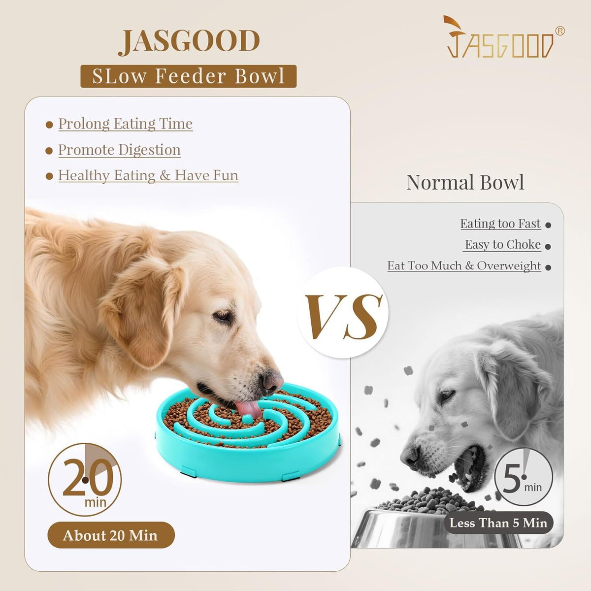 Slow Feeder Dog Bowl for Large and Medium Breeds - Anti-Gulping Design to Prevent Bloat and Choking