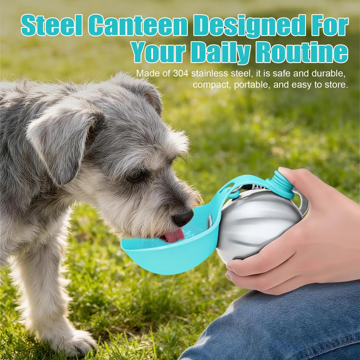 Lumikata 2-in-1 Portable Dog Water Bottle - 10 oz Stainless Steel with Silicone Foldable Bowl, Leak-Proof Design for Small Dogs and Pet Feeding Needs