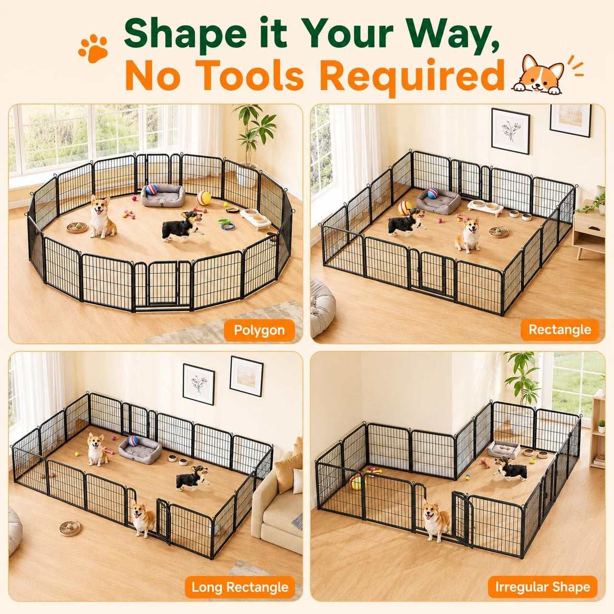 24-Inch 16-Panel Dog Playpen - Indoor and Outdoor Pet Fence for RV and Camping
