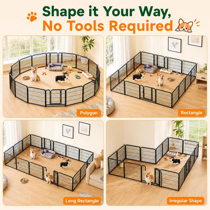 24-Inch 16-Panel Dog Playpen - Indoor and Outdoor Pet Fence for RV and Camping