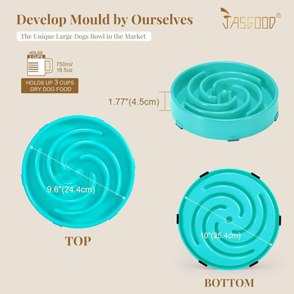 Slow Feeder Dog Bowl for Large and Medium Breeds - Anti-Gulping Design to Prevent Bloat and Choking