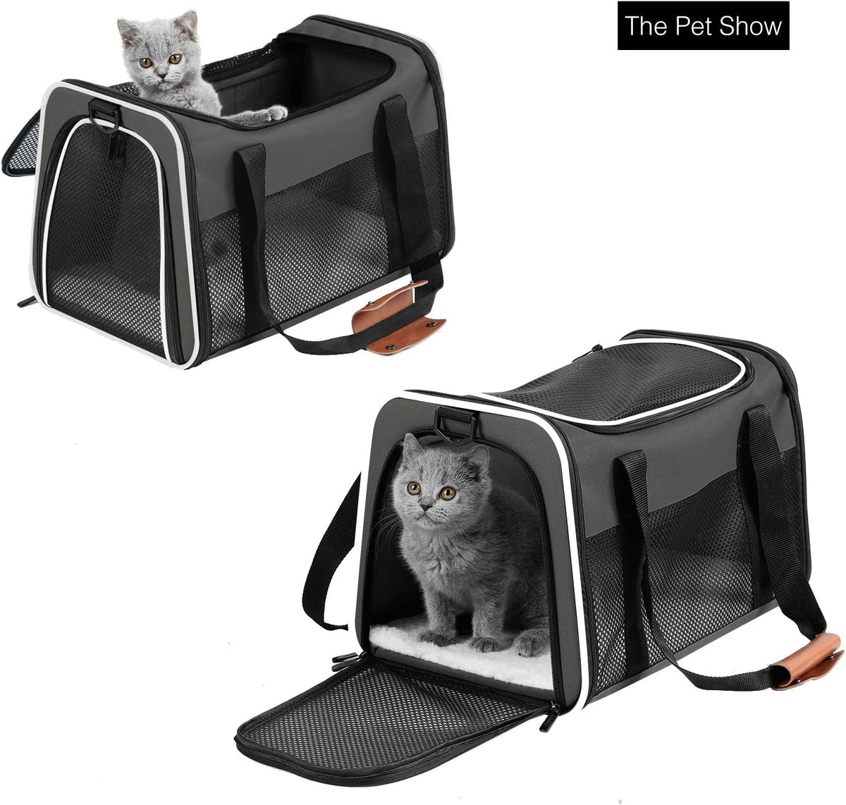 Portable Soft-Sided Cat and Dog Carrier, Airline Approved for Pets Up to 22 lbs, Foldable Design