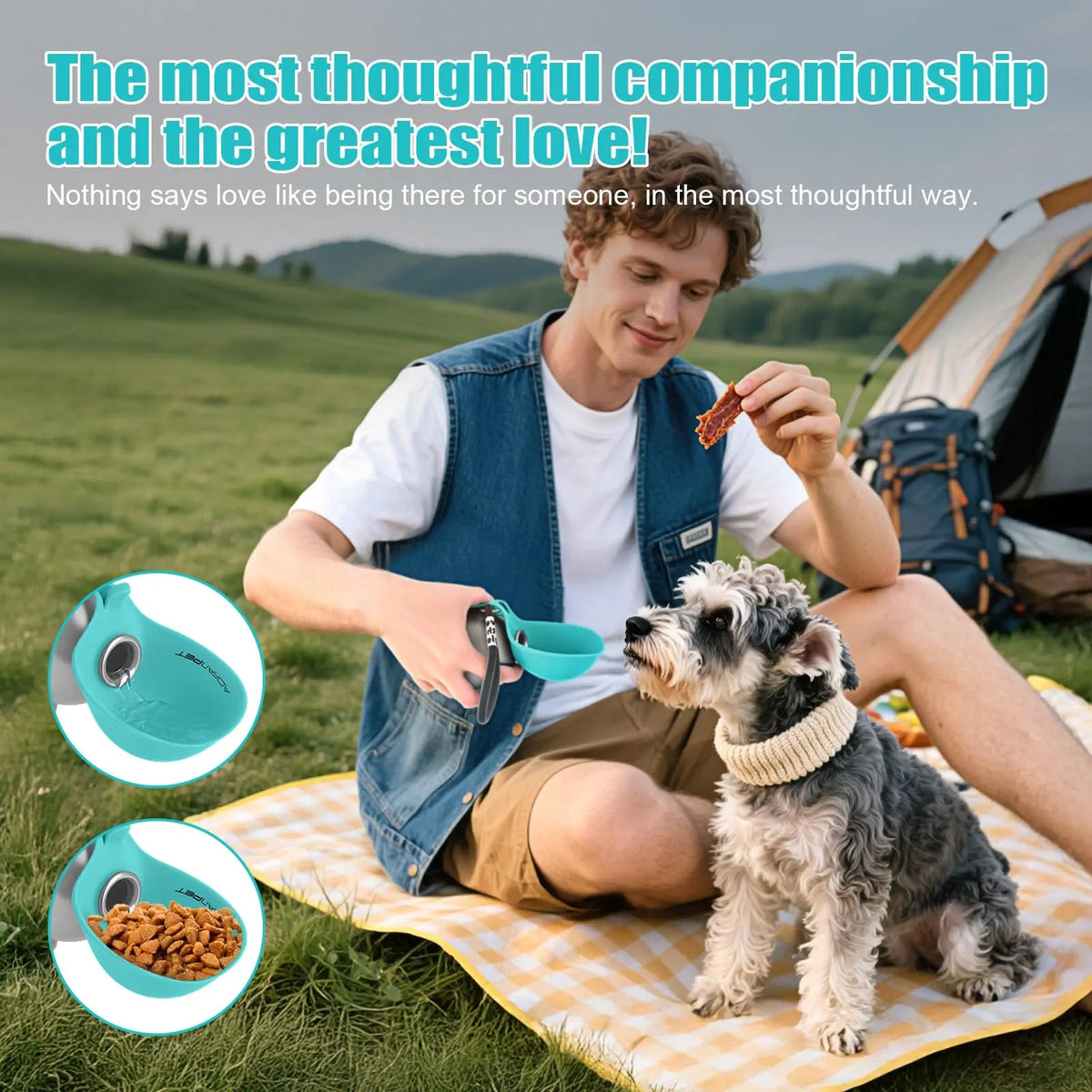 Lumikata 2-in-1 Portable Dog Water Bottle - 10 oz Stainless Steel with Silicone Foldable Bowl, Leak-Proof Design for Small Dogs and Pet Feeding Needs