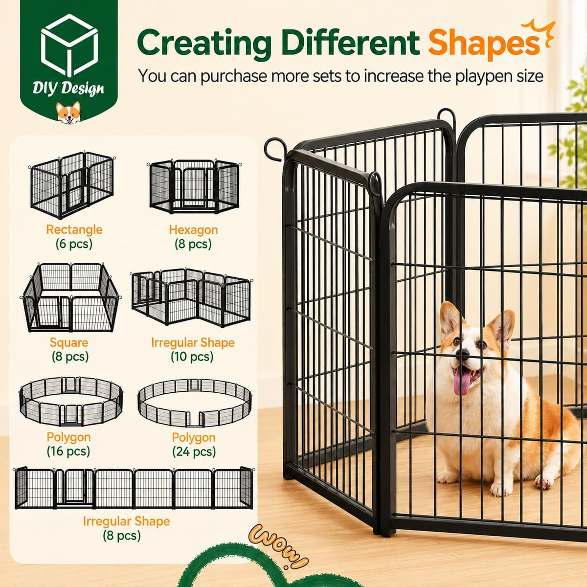 24-Inch 16-Panel Dog Playpen - Indoor and Outdoor Pet Fence for RV and Camping