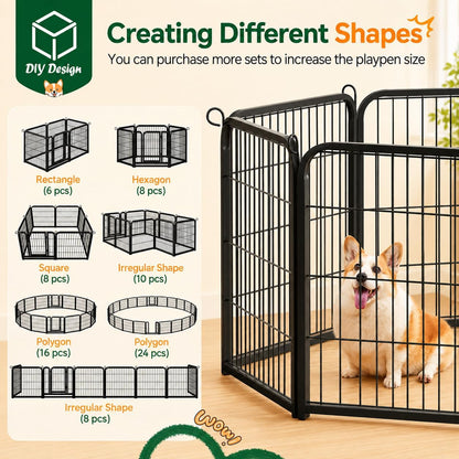 24-Inch 16-Panel Dog Playpen - Indoor and Outdoor Pet Fence for RV and Camping