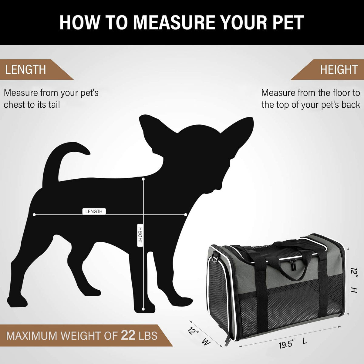 Portable Soft-Sided Cat and Dog Carrier, Airline Approved for Pets Up to 22 lbs, Foldable Design